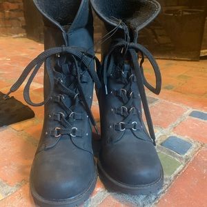 Torrid Black Heeled Combat Boots